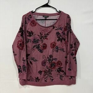 Lane Bryant Floral Sweater‎ Women's 14/16 Pink Purple Pullover Lightweight